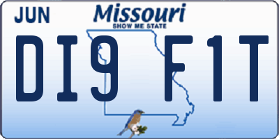 MO license plate DI9F1T