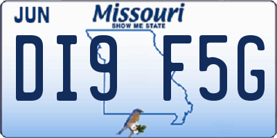 MO license plate DI9F5G