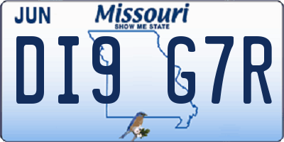 MO license plate DI9G7R
