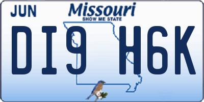 MO license plate DI9H6K