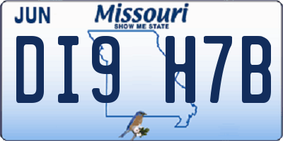 MO license plate DI9H7B