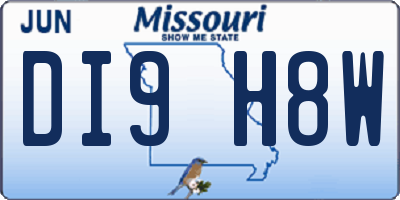 MO license plate DI9H8W