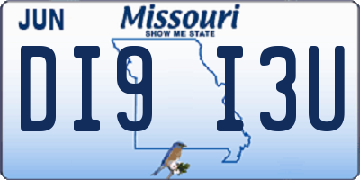 MO license plate DI9I3U