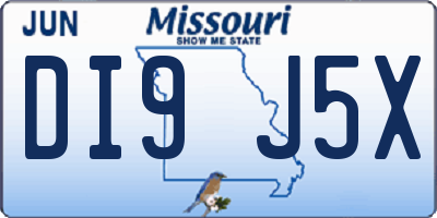 MO license plate DI9J5X
