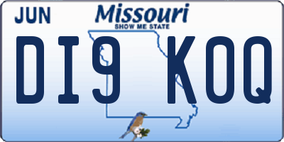 MO license plate DI9K0Q