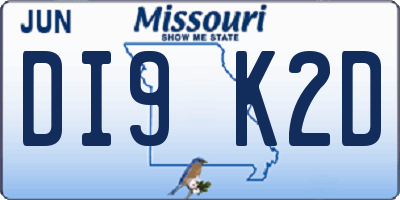 MO license plate DI9K2D