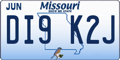 MO license plate DI9K2J