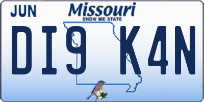 MO license plate DI9K4N