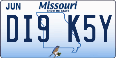 MO license plate DI9K5Y
