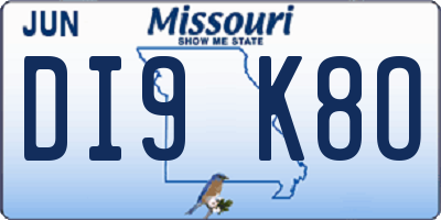 MO license plate DI9K8O