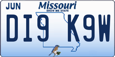 MO license plate DI9K9W