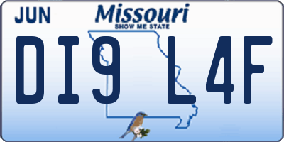 MO license plate DI9L4F