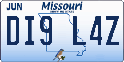 MO license plate DI9L4Z