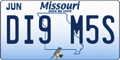 MO license plate DI9M5S