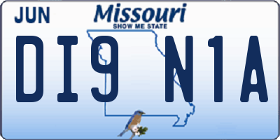 MO license plate DI9N1A