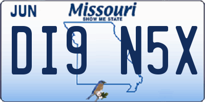 MO license plate DI9N5X