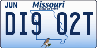 MO license plate DI9O2T