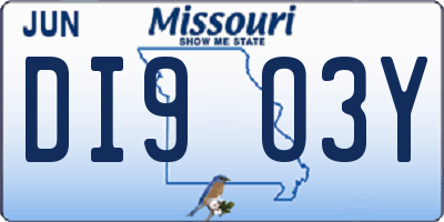 MO license plate DI9O3Y