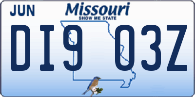 MO license plate DI9O3Z
