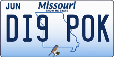 MO license plate DI9P0K
