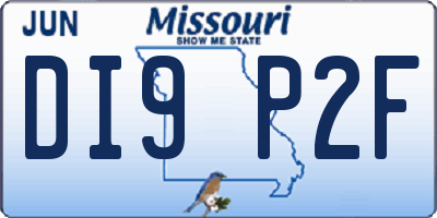 MO license plate DI9P2F