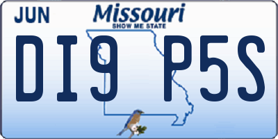 MO license plate DI9P5S