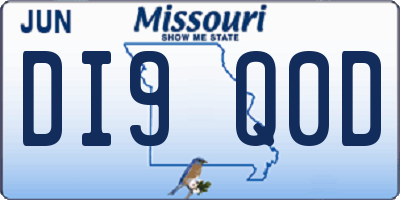 MO license plate DI9Q0D