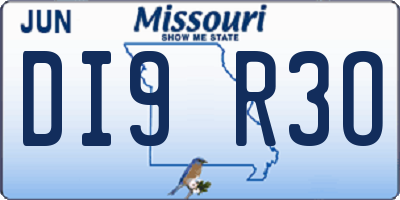 MO license plate DI9R3O
