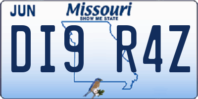 MO license plate DI9R4Z