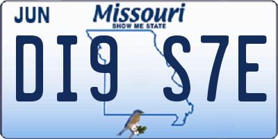 MO license plate DI9S7E