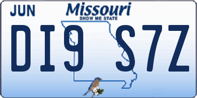 MO license plate DI9S7Z