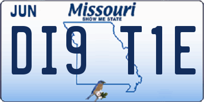 MO license plate DI9T1E