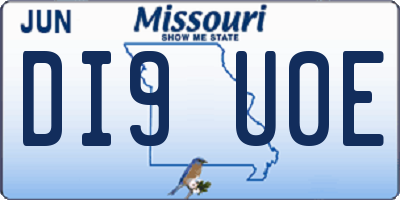 MO license plate DI9U0E
