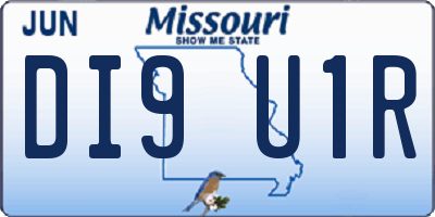 MO license plate DI9U1R