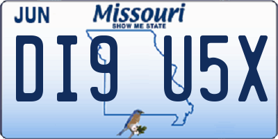 MO license plate DI9U5X