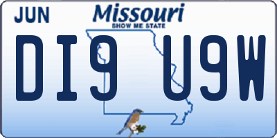 MO license plate DI9U9W