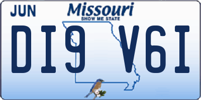 MO license plate DI9V6I