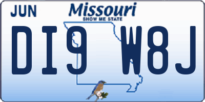 MO license plate DI9W8J