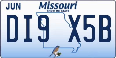 MO license plate DI9X5B