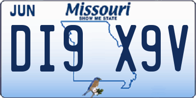 MO license plate DI9X9V