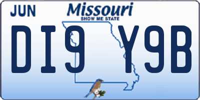 MO license plate DI9Y9B