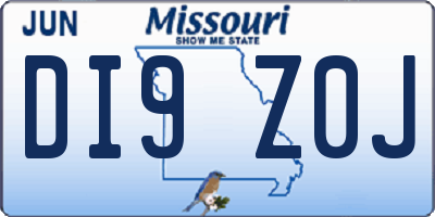 MO license plate DI9Z0J