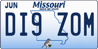 MO license plate DI9Z0M