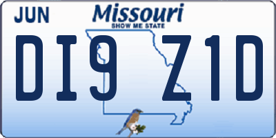 MO license plate DI9Z1D