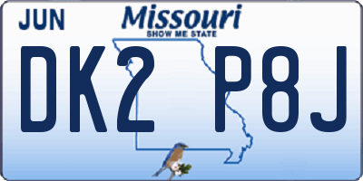 MO license plate DK2P8J