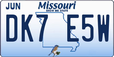 MO license plate DK7E5W