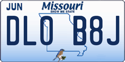 MO license plate DL0B8J