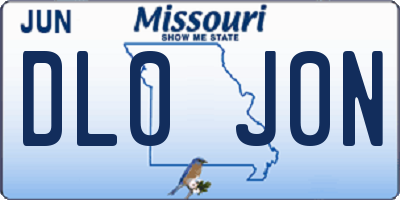 MO license plate DL0J0N