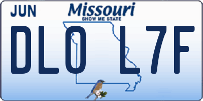 MO license plate DL0L7F