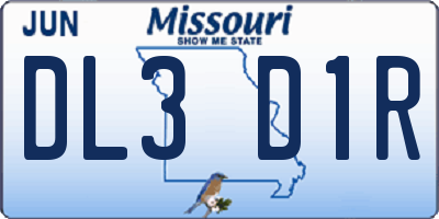 MO license plate DL3D1R